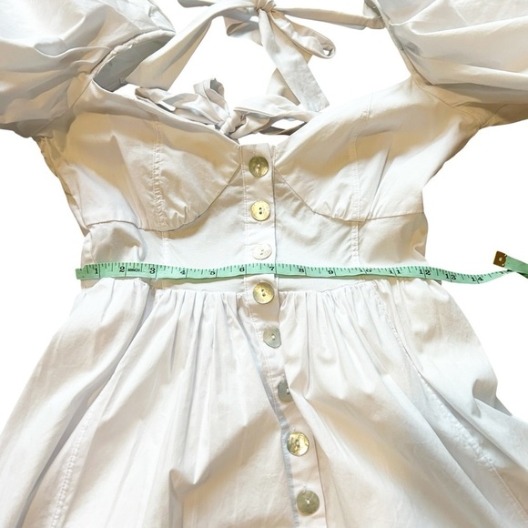 Revolve LPA Albany mini dress in white size XS puff sleeves bachelorette bow tie - Picture 6 of 8